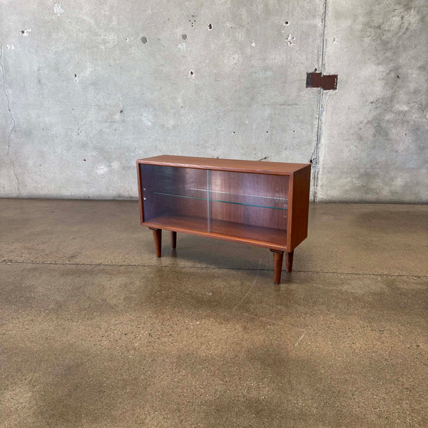 Danish Modern Glass & Teak Shelf Cabinet