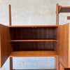 Mid Century Modern Teak Wall Unit With Drop Down Desk