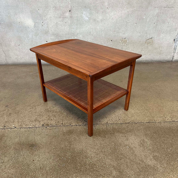 Mid Century Walnut & Cane End/ Side Table