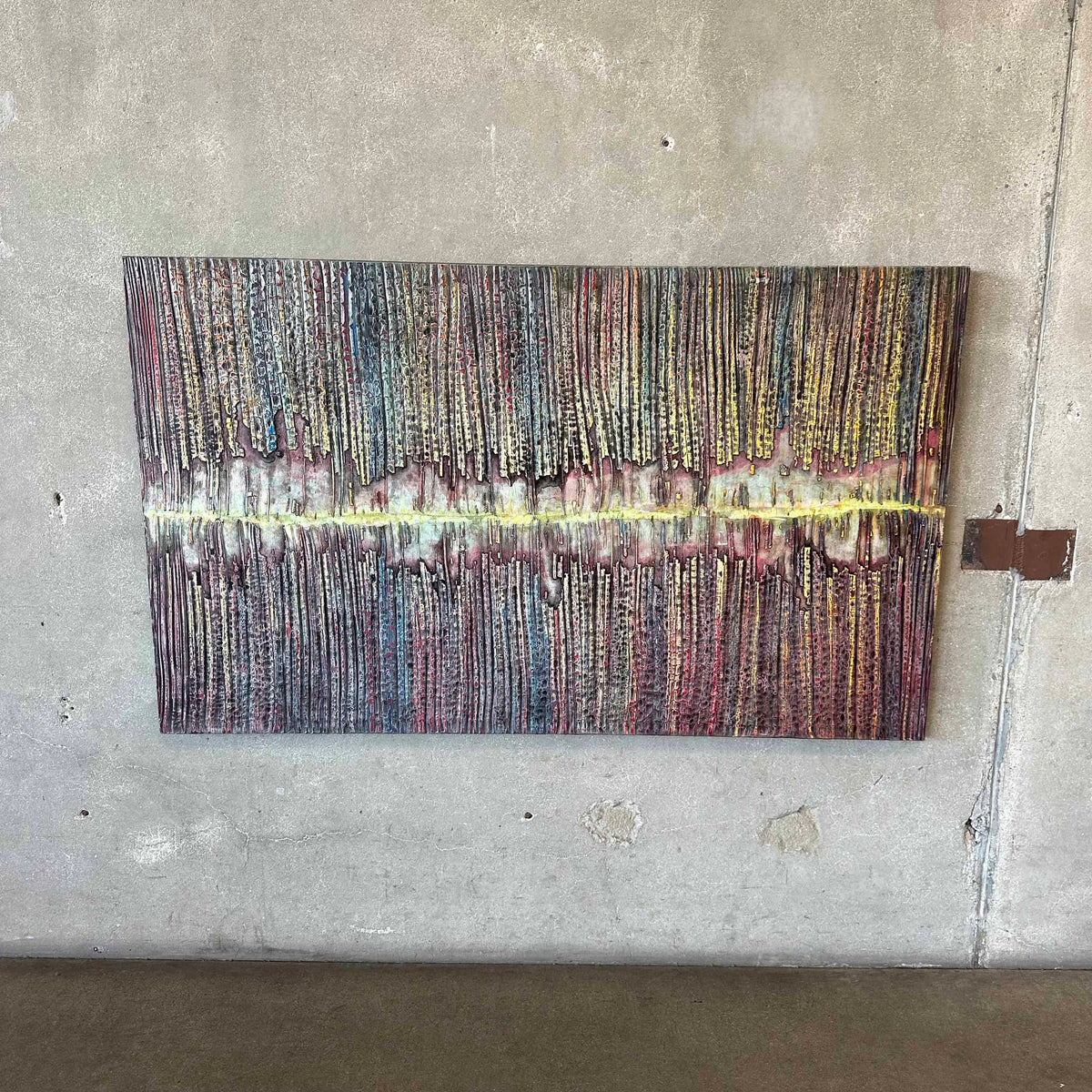 Contemporary Art Painting Of Linear Graphic Art Design On Canvas