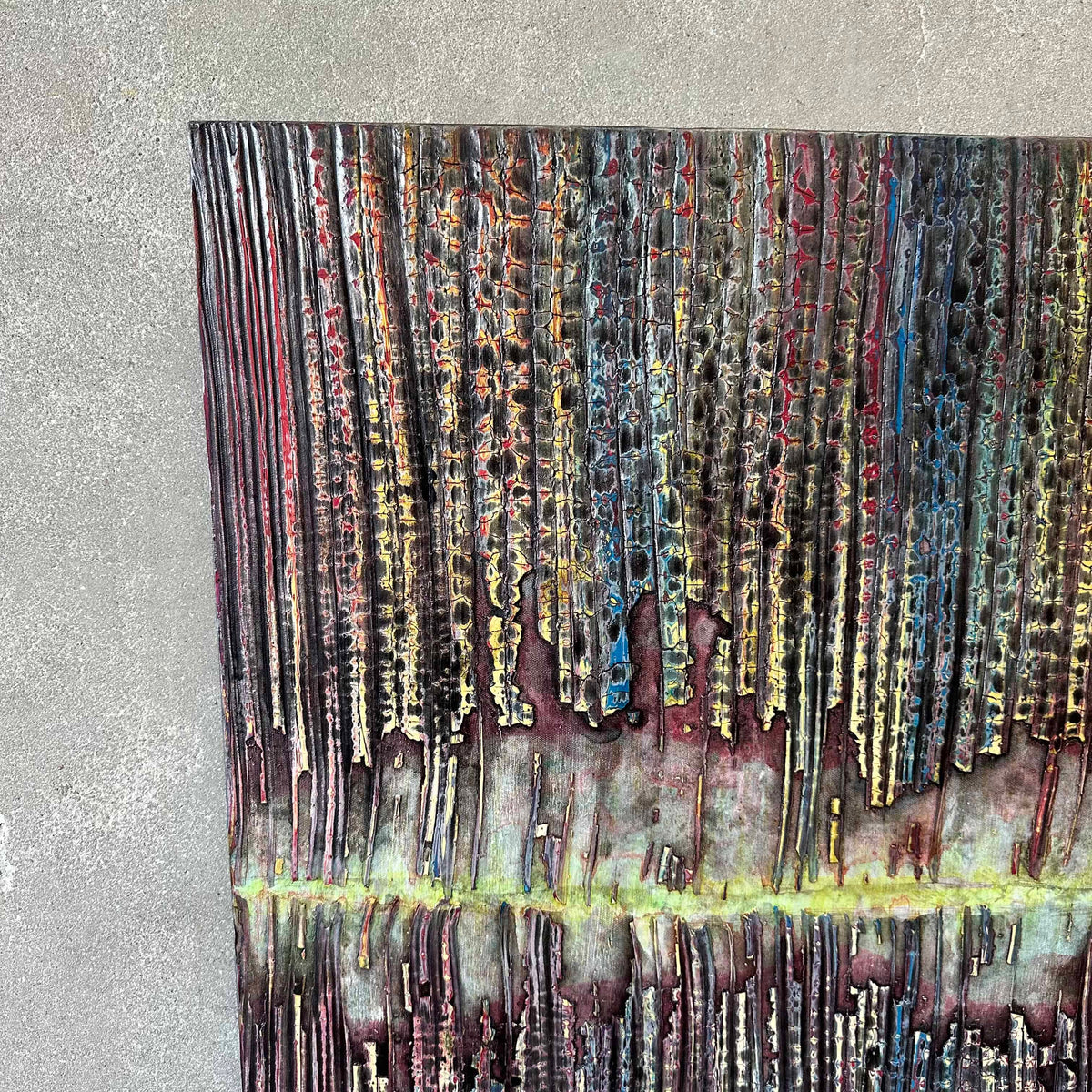 Contemporary Art Painting Of Linear Graphic Art Design On Canvas