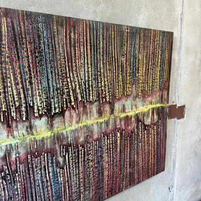 Contemporary Art Painting Of Linear Graphic Art Design On Canvas