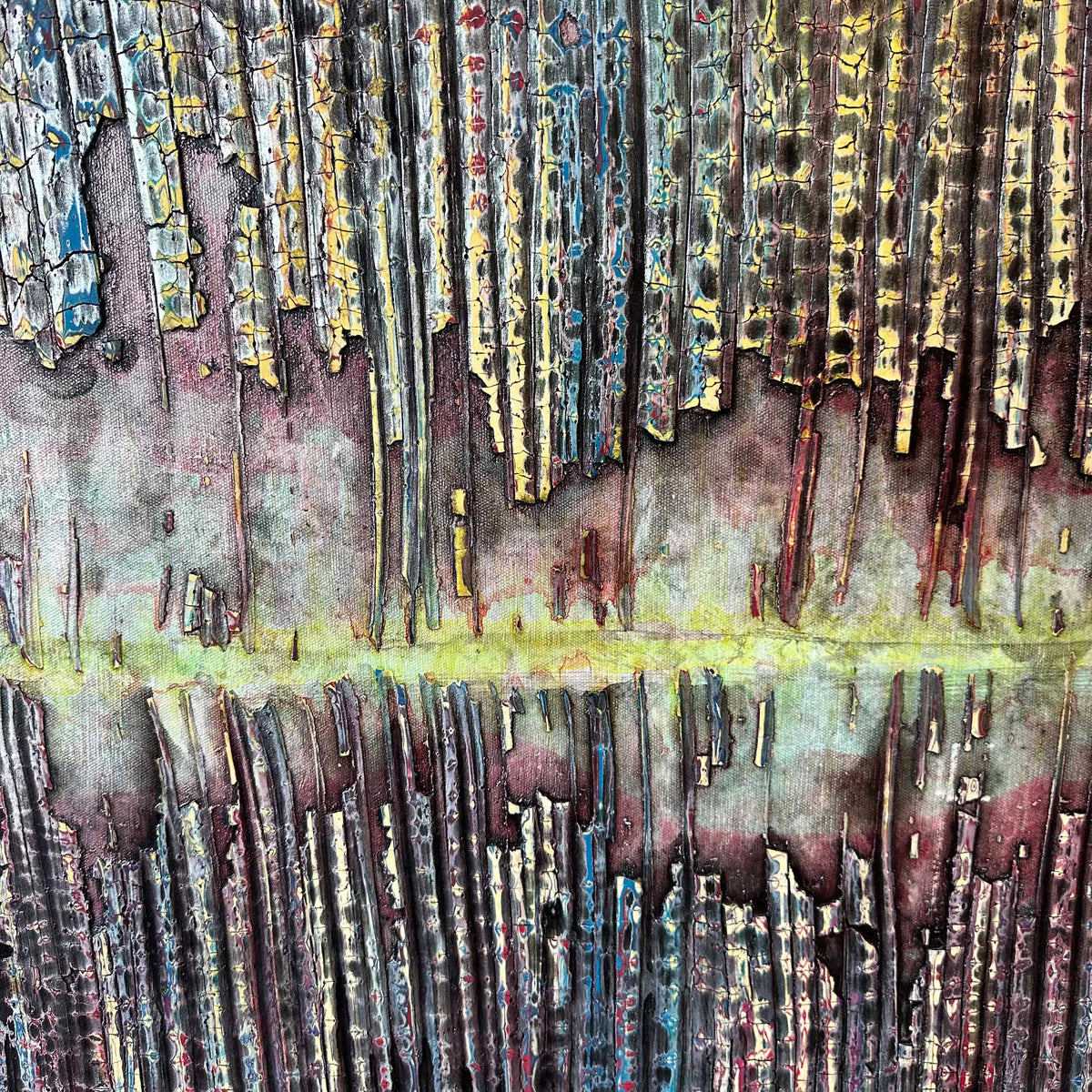 Contemporary Art Painting Of Linear Graphic Art Design On Canvas