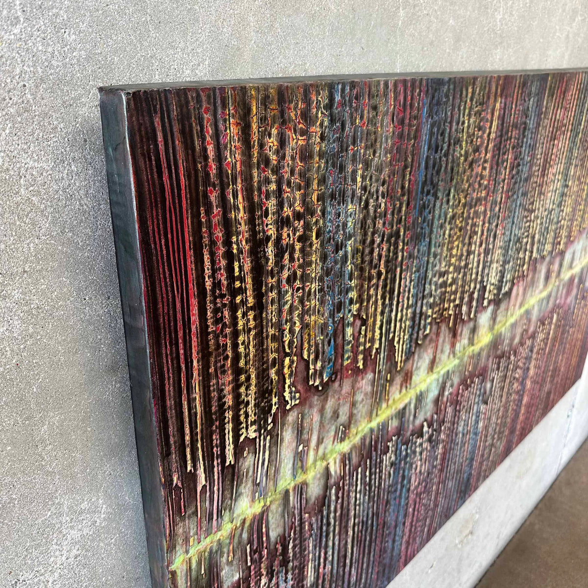 Contemporary Art Painting Of Linear Graphic Art Design On Canvas