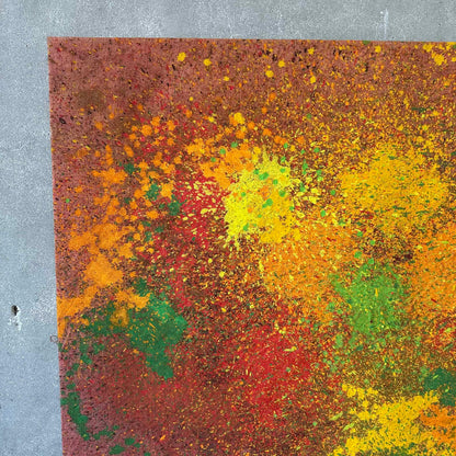 Modernist Splatter Abstract Painting On Burlap