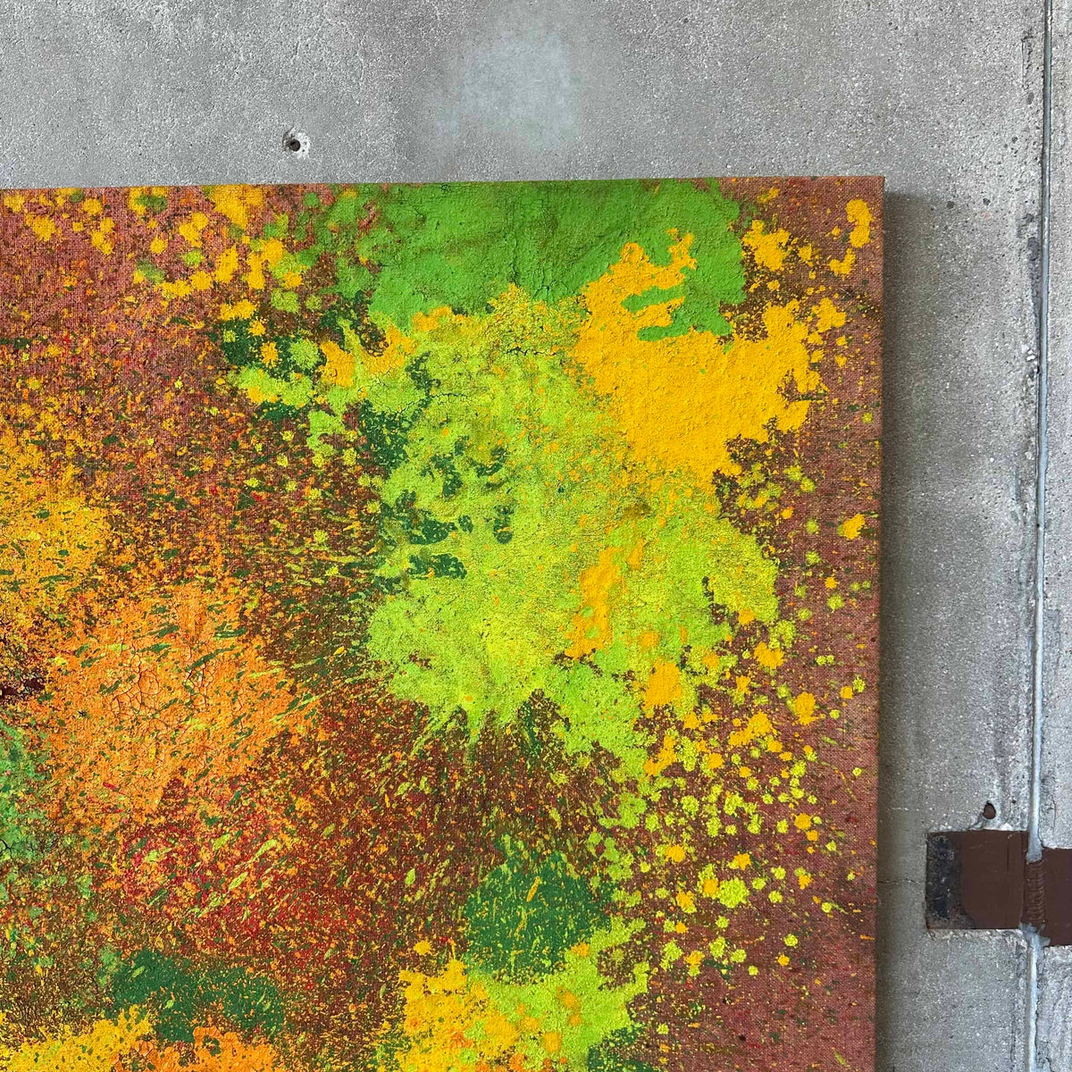 Modernist Splatter Abstract Painting On Burlap
