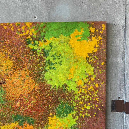 Modernist Splatter Abstract Painting On Burlap