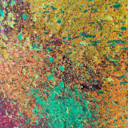 Modernist Splatter Abstract Painting On Burlap
