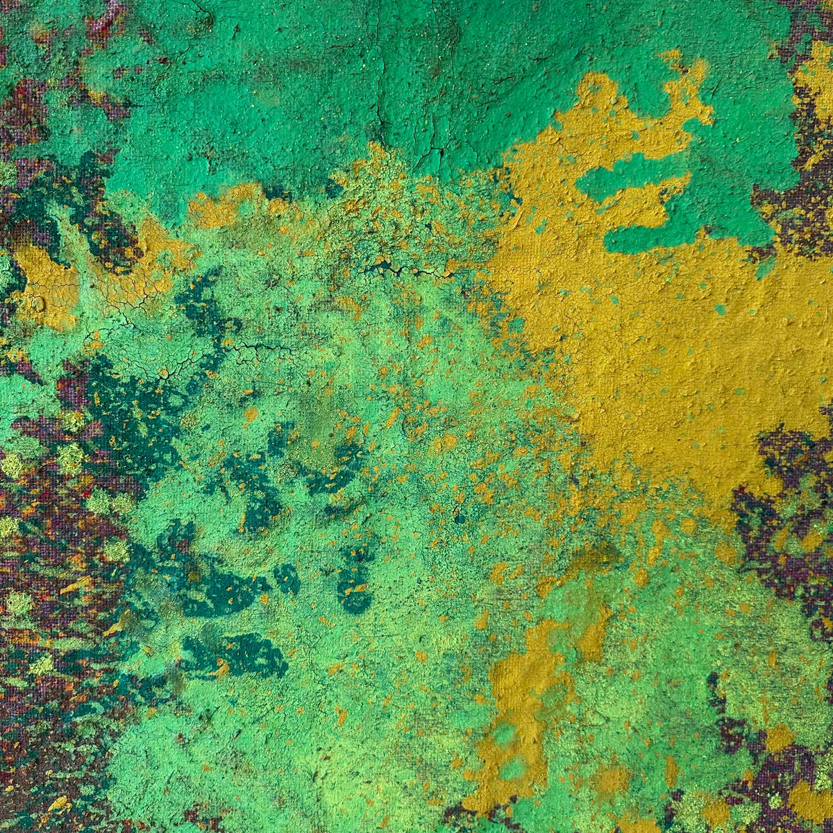 Modernist Splatter Abstract Painting On Burlap