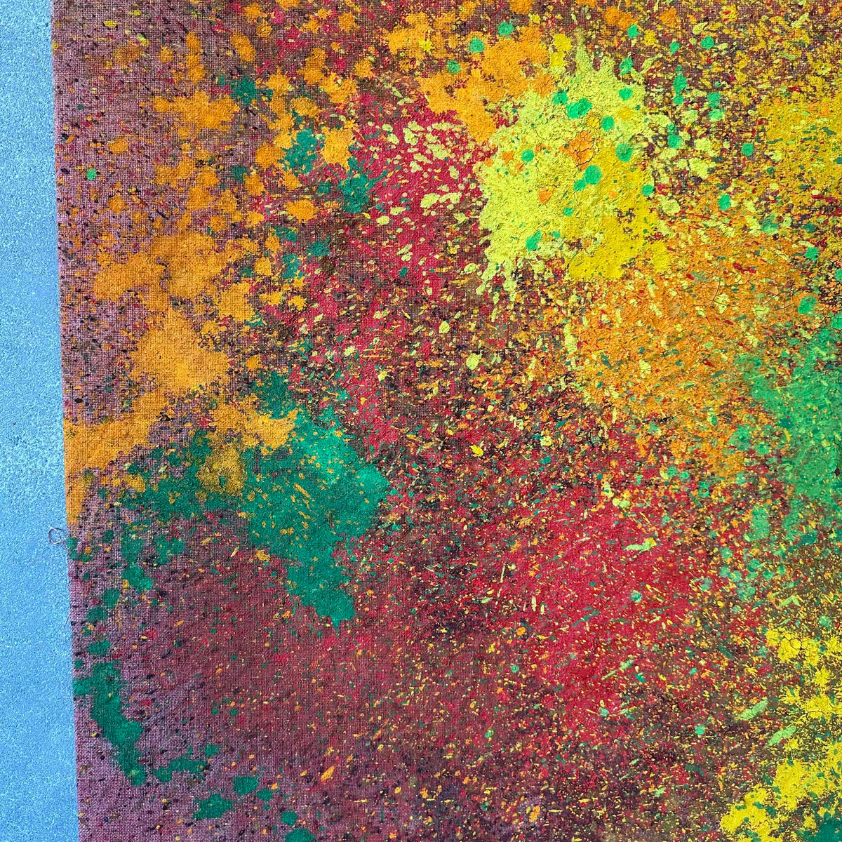 Modernist Splatter Abstract Painting On Burlap