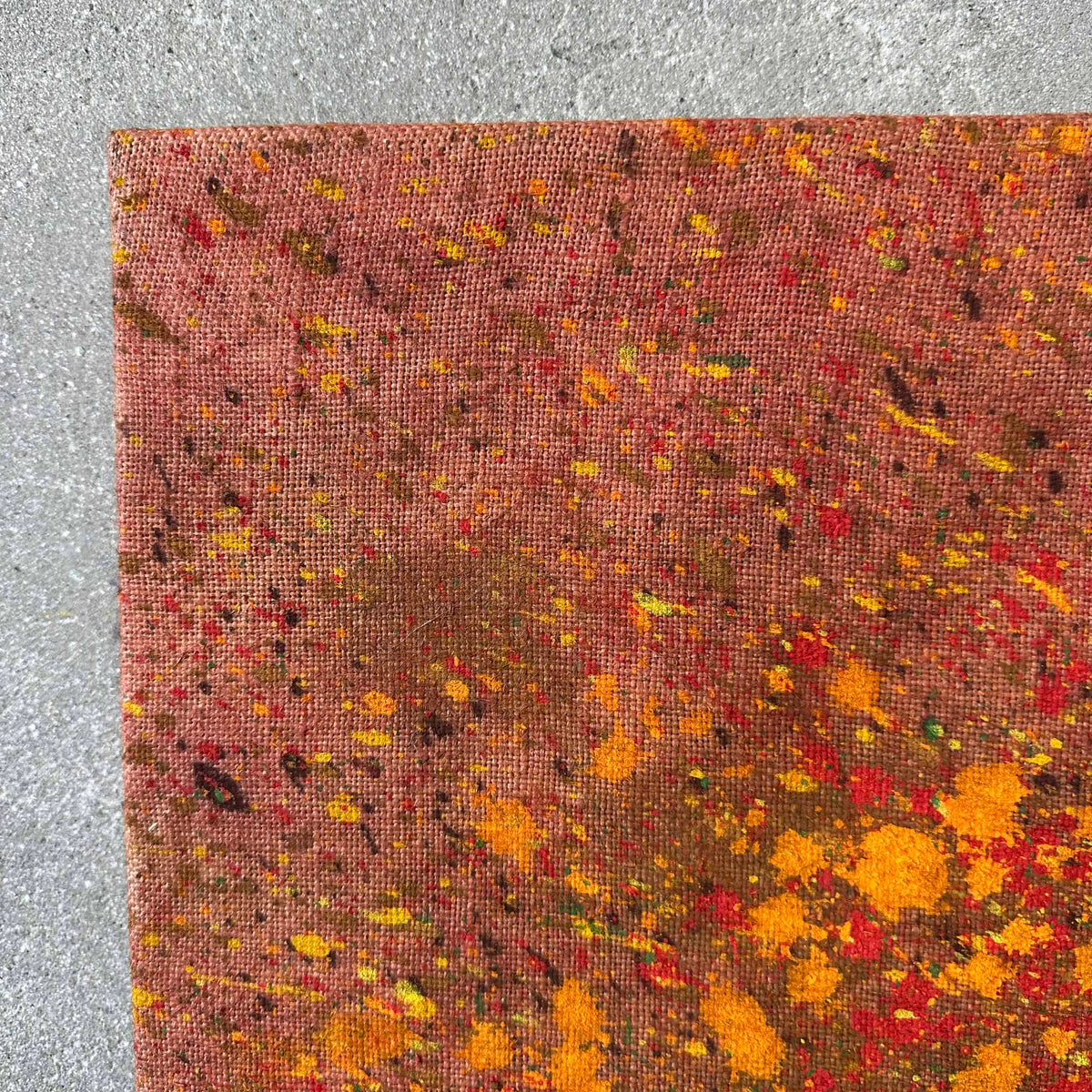 Modernist Splatter Abstract Painting On Burlap