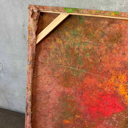 Modernist Splatter Abstract Painting On Burlap