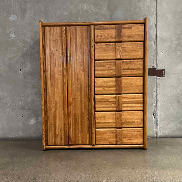 BOYD Oak Wardrobe Combination Dresser & Armoire 1980's