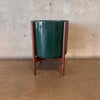 Green Gainey Ceramic Pot With Walnut Stand