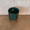 Green Gainey Ceramic Pot With Walnut Stand