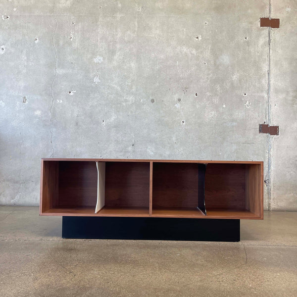 Record Storage Walnut Credenza - Black & White Dividers