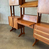 Mid Century Modern Walnut Wall Unit With Desk With Key - Yugoslavia 1960s