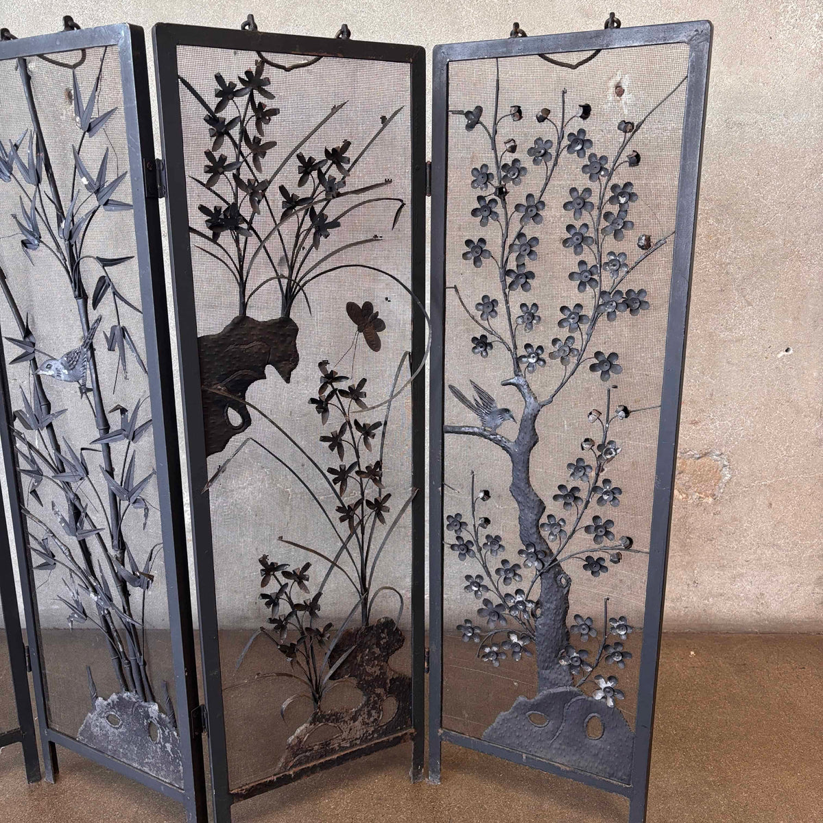 Mid Century Modern Fire Screen with 3D Sculpture