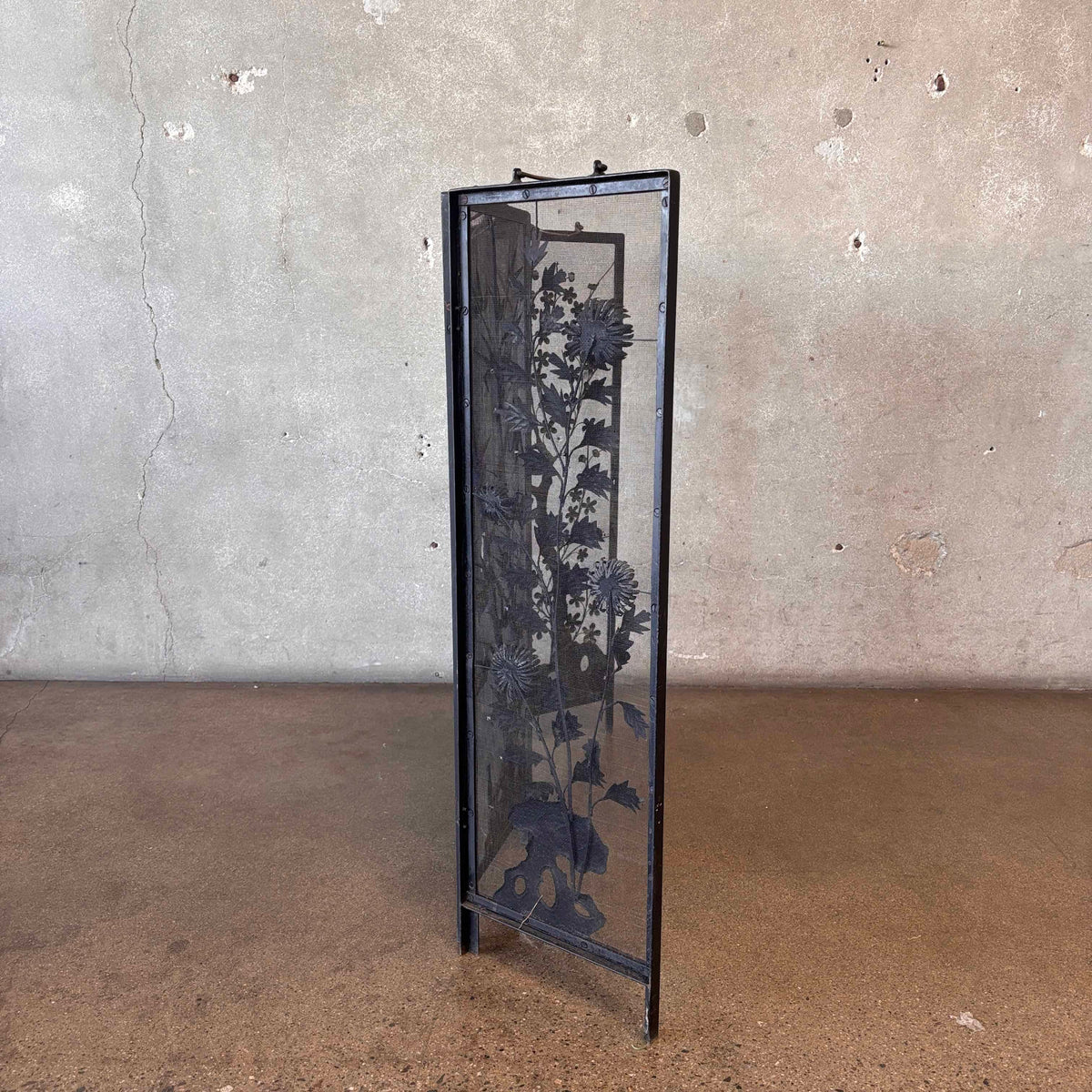 Mid Century Modern Fire Screen with 3D Sculpture