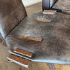 Mid Century Brutalist Forged Steel Leather and Wood Dining Chairs