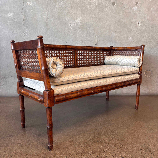 1950's Modern Cane Back Settee Bench