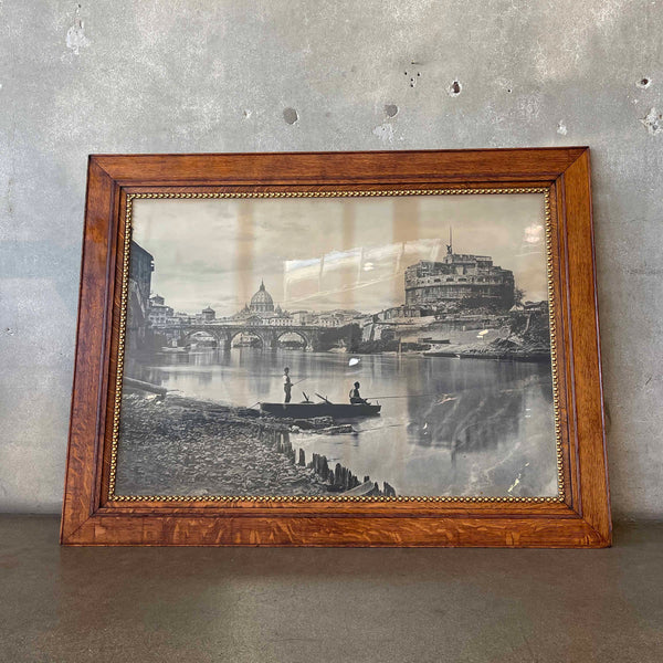 Antique Enlarged Photo (Italy) in Oakwood Frame