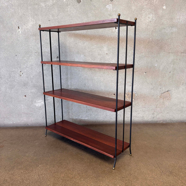 Vintage Mid Century Modern Iron & Wood Shelf