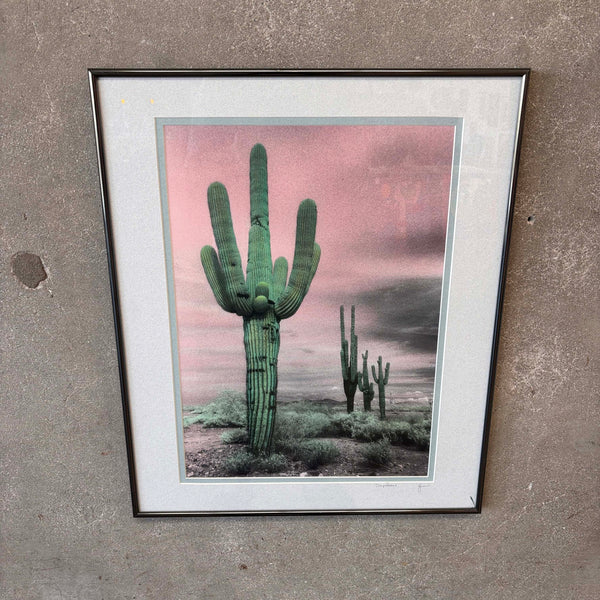 Vintage Postmodern Cactus Print - Signed
