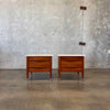 Pair Mid Century American of Martinsville Nightstands with Travertine