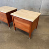 Pair Mid Century American of Martinsville Nightstands with Travertine