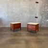 Pair Mid Century American of Martinsville Nightstands with Travertine