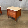 Pair Mid Century American of Martinsville Nightstands with Travertine