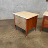 Pair Mid Century American of Martinsville Nightstands with Travertine