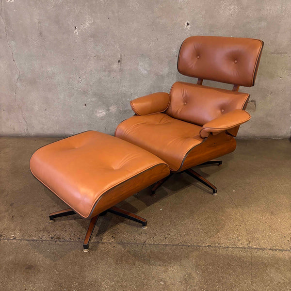 Vintage Mid Century Modern Plycraft Chair & Ottoman In Leather