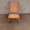 Mid Century Modern 1970s Walnut Folding Chair With Woven Paper Cord