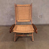 Mid Century Modern 1970s Walnut Folding Chair With Woven Paper Cord