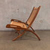 Mid Century Modern 1970s Walnut Folding Chair With Woven Paper Cord