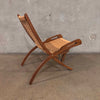 Mid Century Modern 1970s Walnut Folding Chair With Woven Paper Cord