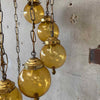Mid Century Modern Amber Crackle Glass Cascade Ceiling Swag Light