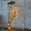 Mid Century Modern Amber Crackle Glass Cascade Ceiling Swag Light