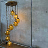 Mid Century Modern Amber Crackle Glass Cascade Ceiling Swag Light