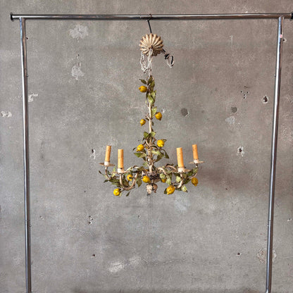 Mid Century Modern Tole (Lemons) Five Light Chandelier