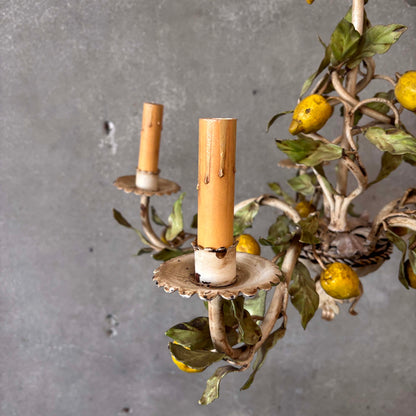 Mid Century Modern Tole (Lemons) Five Light Chandelier