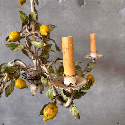 Mid Century Modern Tole (Lemons) Five Light Chandelier