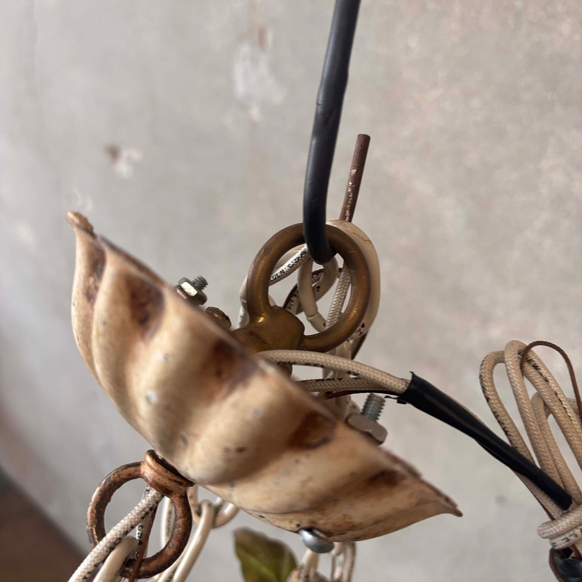 Mid Century Modern Tole (Lemons) Five Light Chandelier