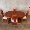Vintage MCM Broyhill Brasilia Dining Table w/ Four Chairs and One Leaf