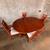 Vintage MCM Broyhill Brasilia Dining Table w/ Four Chairs and One Leaf