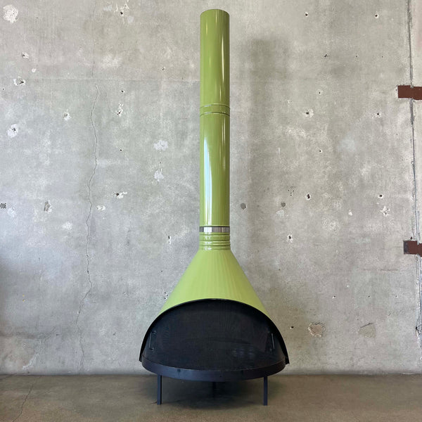 Vintage Mid Century Modern Green Porcelain Enamel Finish Fireplace