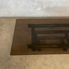 Vintage Mid Century Modern Smoked Glass Coffee Table With Black Metal Base
