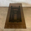 Vintage Mid Century Modern Smoked Glass Coffee Table With Black Metal Base